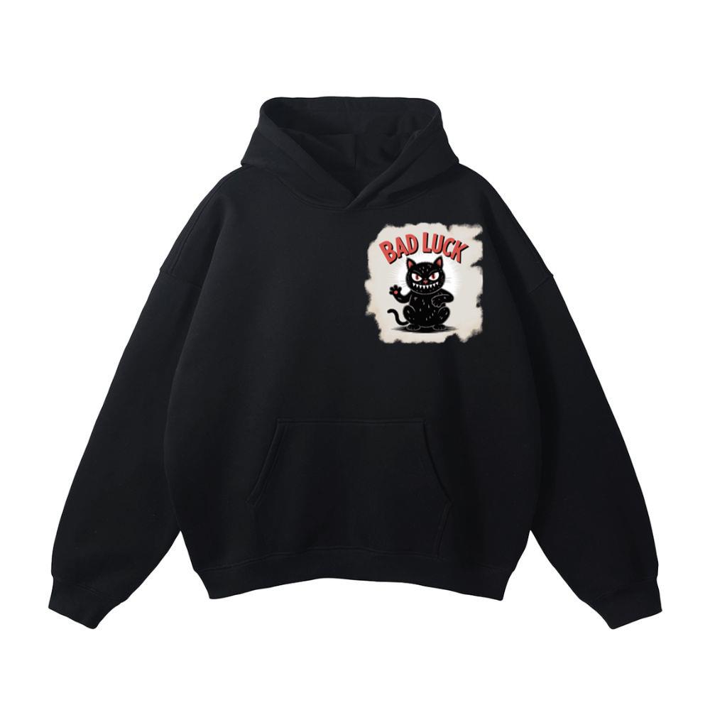 Bad Luck Black Cat Retro Cartoon Design Hoodie