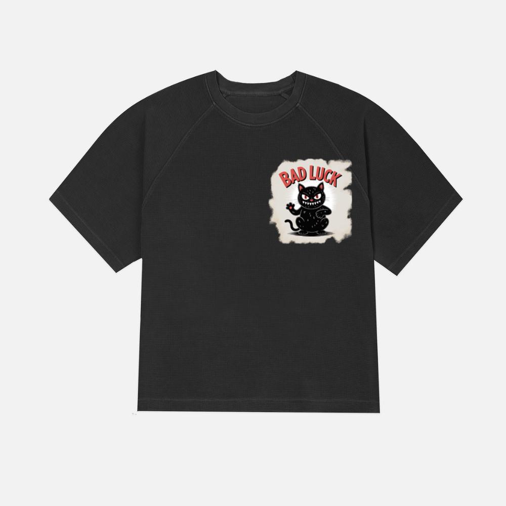 Bad Luck Black Cat Retro Cartoon Design T-Shirt - Image 3