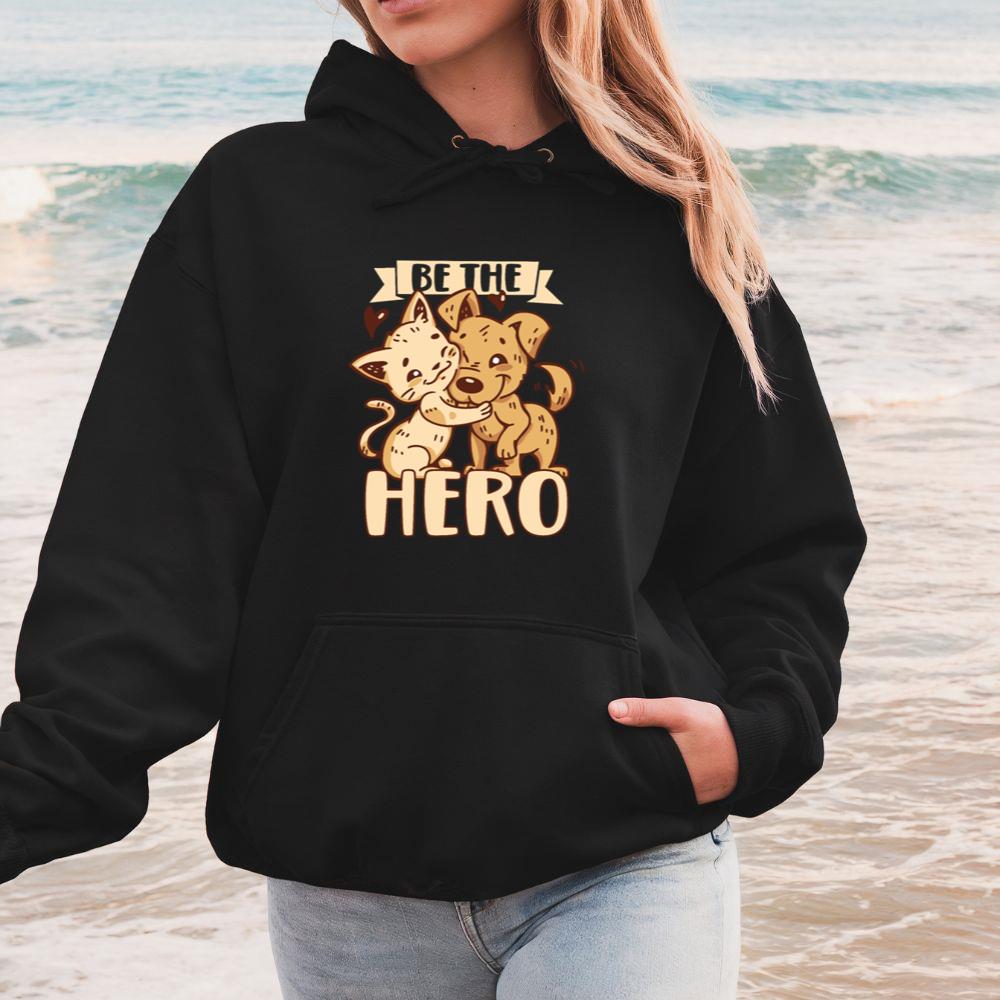 Be the Hero Rescue Cat and Dog Animal Rights Adoption Gift Hoodie