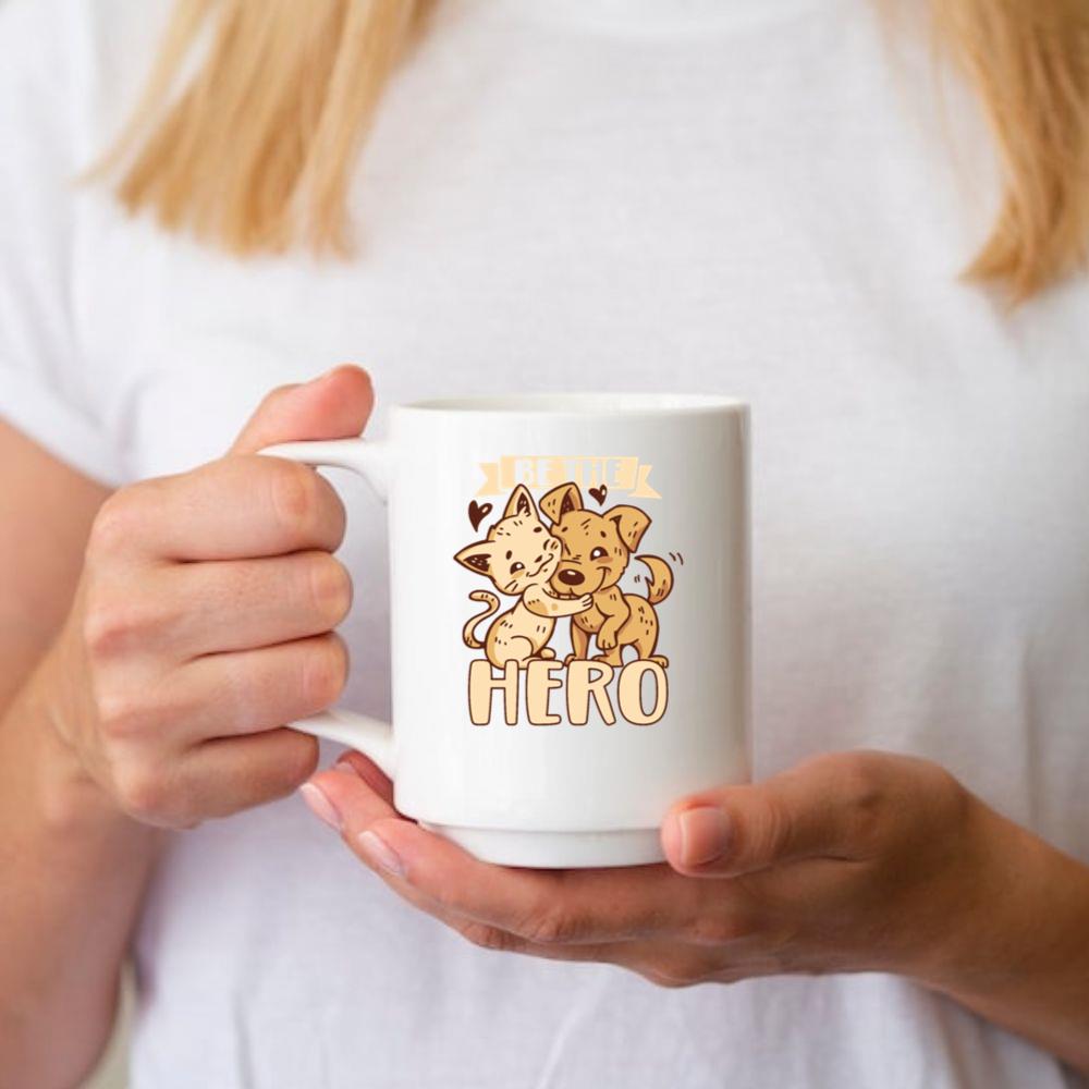 Be the Hero Rescue Cat and Dog Animal Rights Adoption Gift Mug