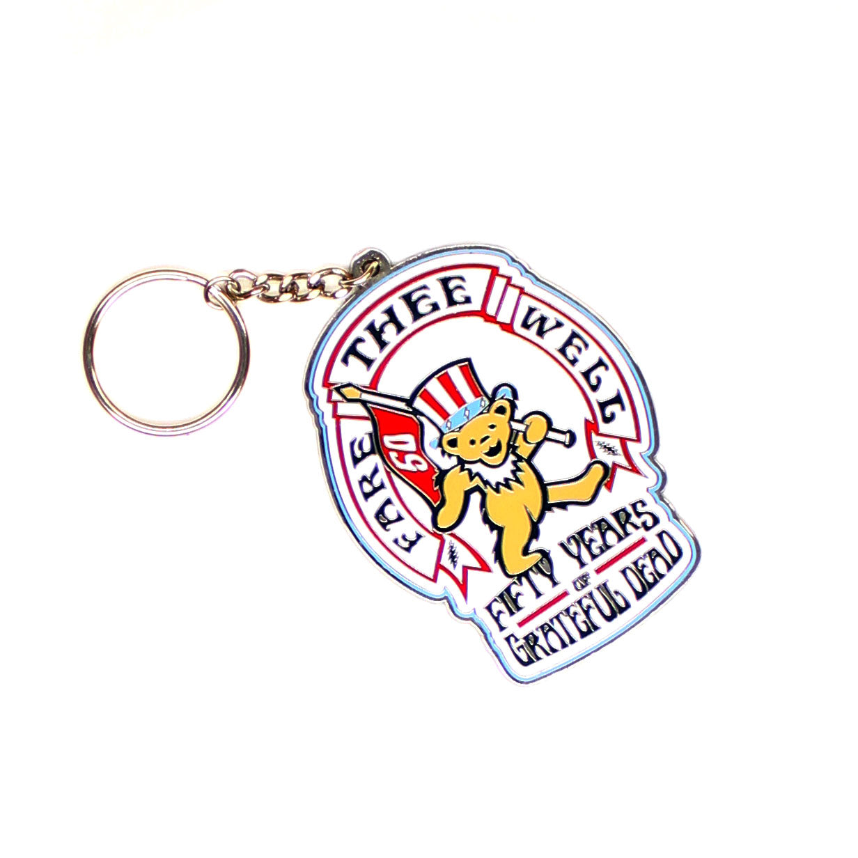 Bear and Flag 50 Years Metal Key Chain
