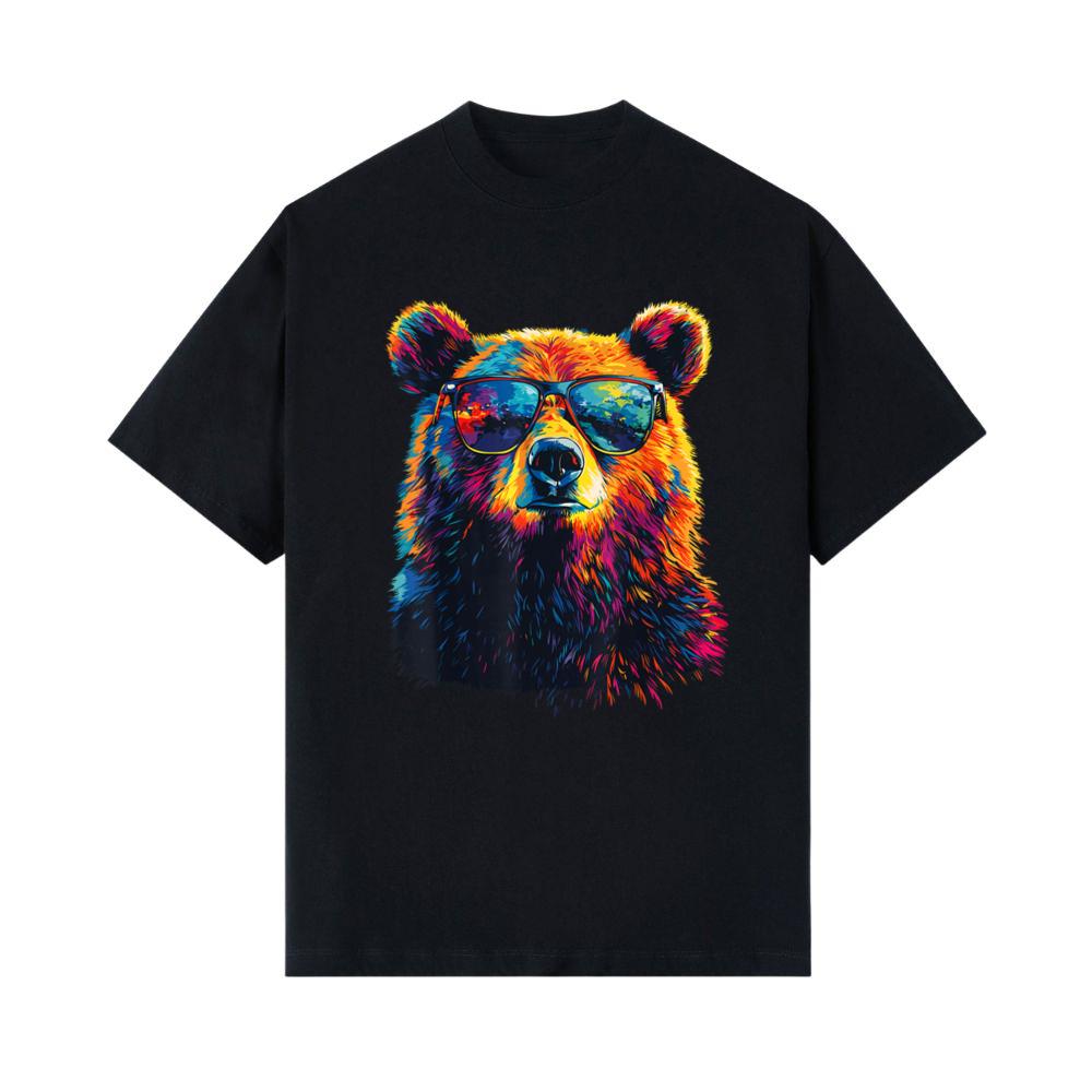 Bear Wearing Sunglasses Wildlife Graphic Colorful Bear T-Shirt