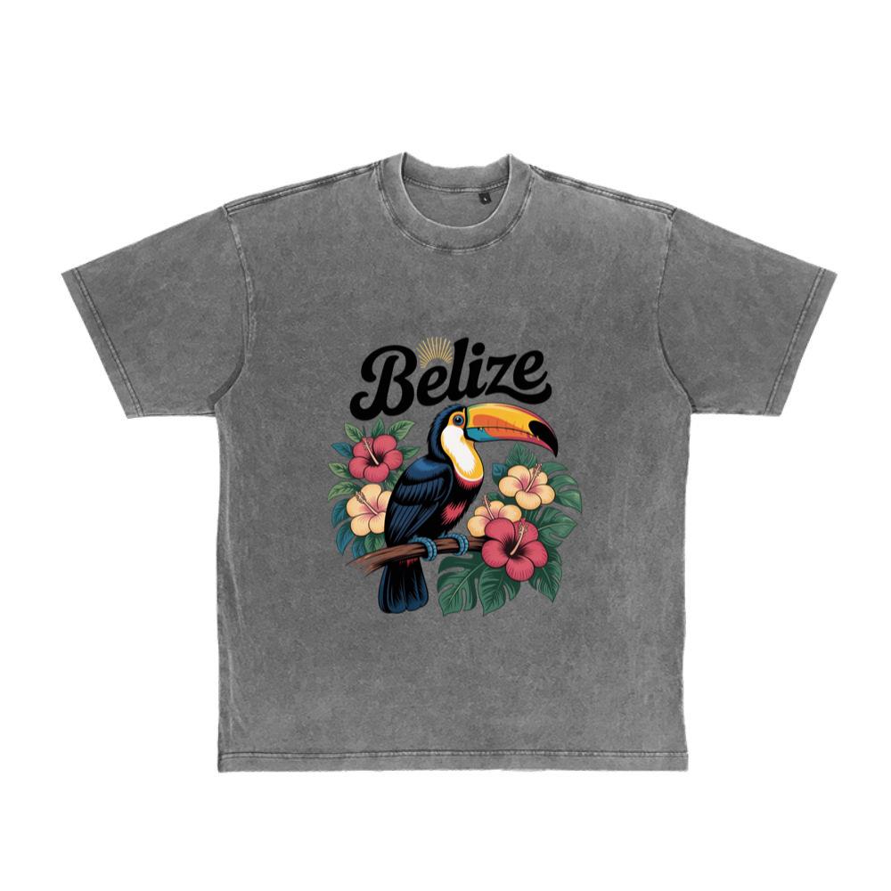 Belize Toucan With Tropical Flowers Vacation Theme T-Shirt