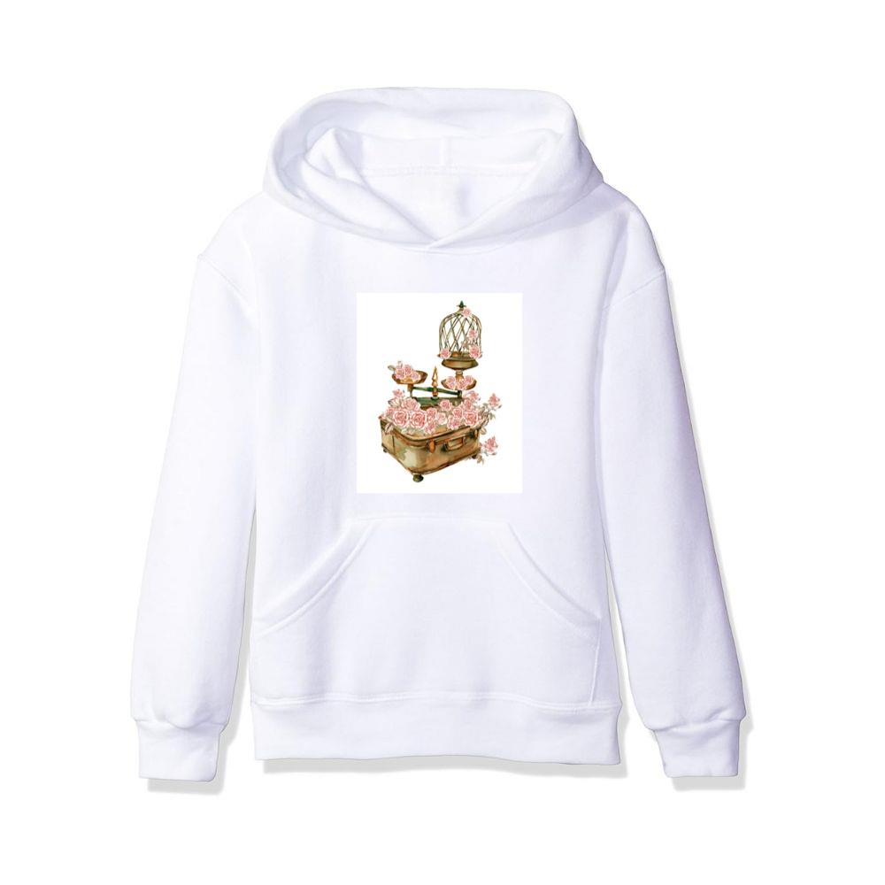 Birdcage, Scales, and Suitcase Adorned with Pink Roses Hoodies