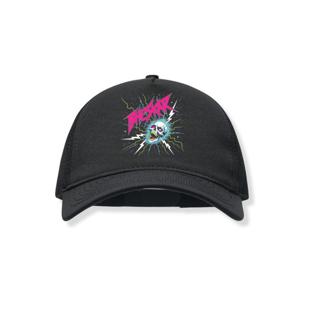 Bizarre Skull Neon Lightning Graphic Black Hat