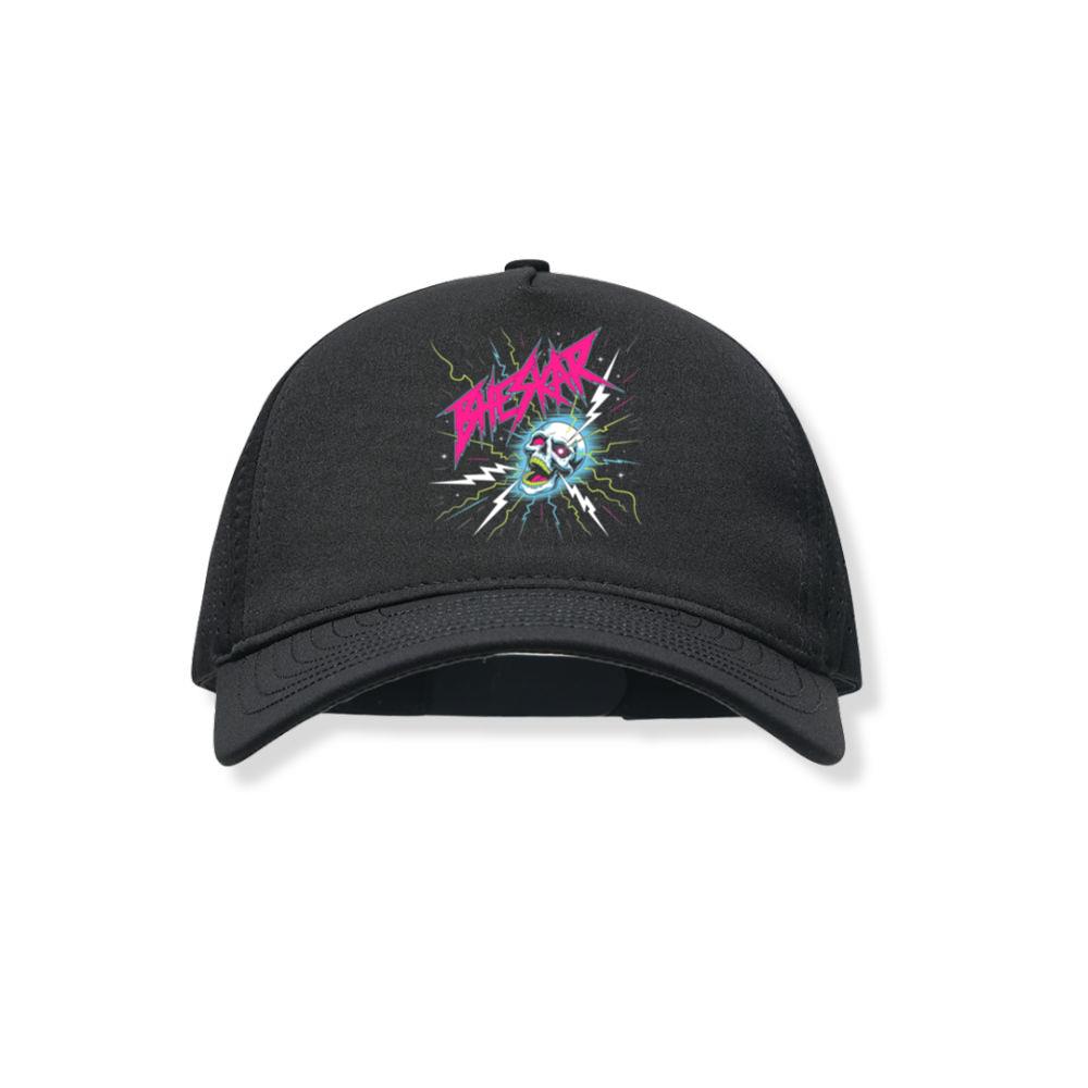 Bizarre Skull Neon Lightning Graphic Black Hat