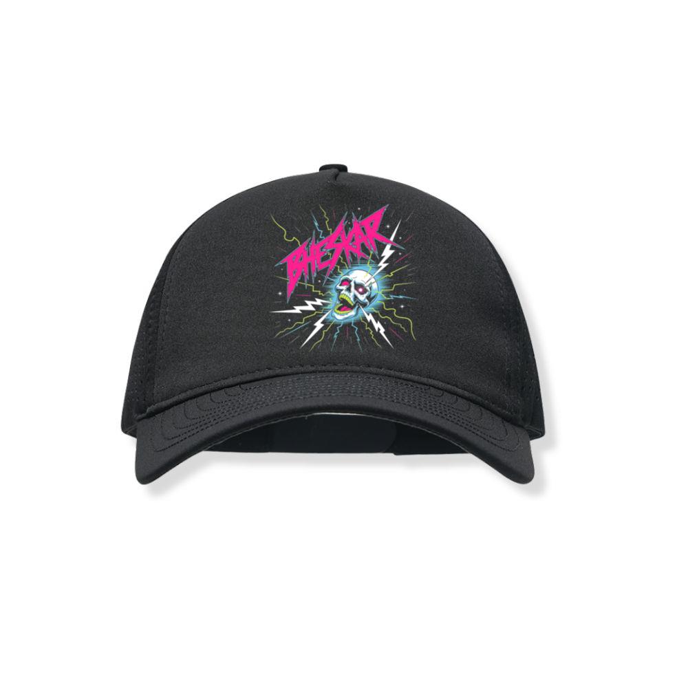 Bizarre Skull Neon Lightning Graphic Black Hat