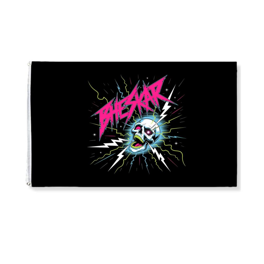 Bizarre Skull Neon Lightning Graphic Flag