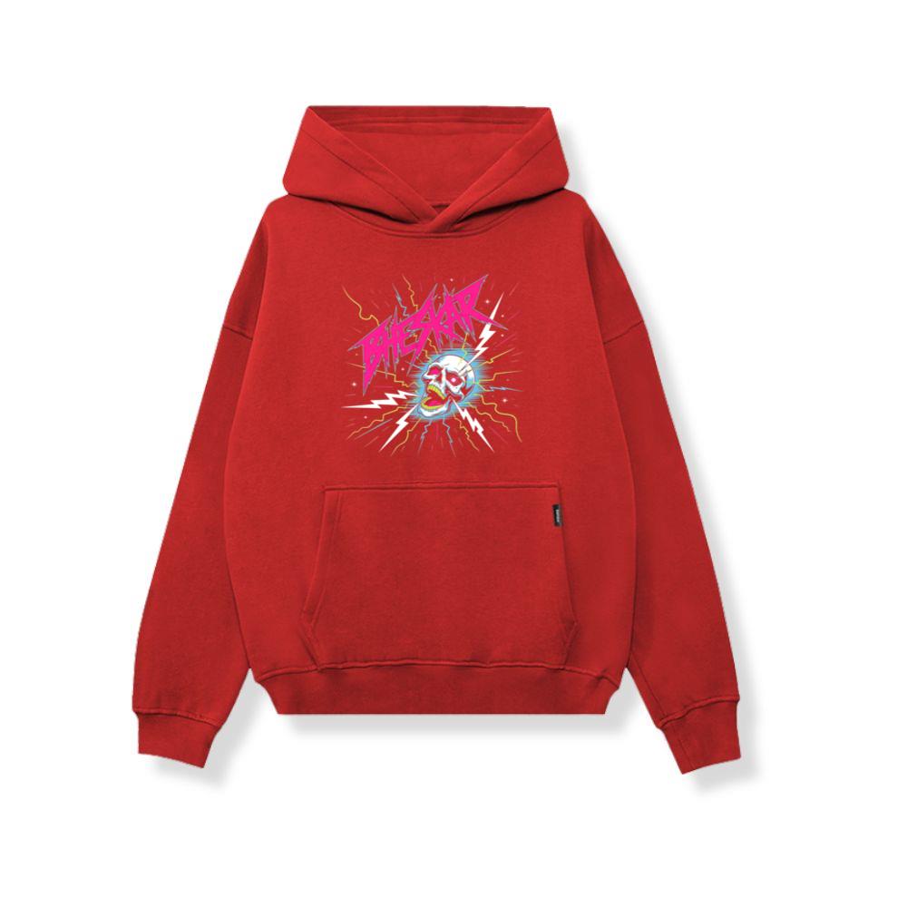 Bizarre Skull Neon Lightning Graphic Hoodie - Image 4