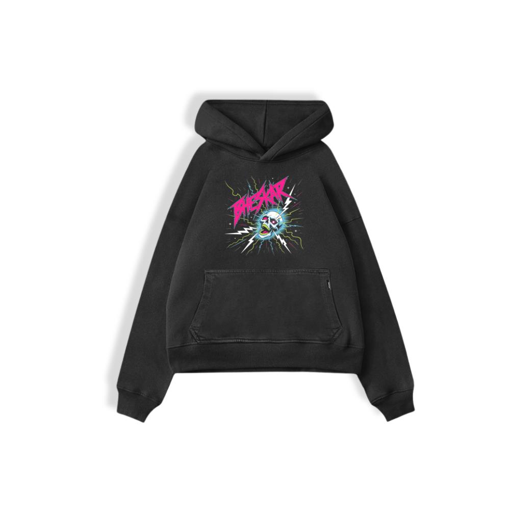 Bizarre Skull Neon Lightning Graphic Hoodie