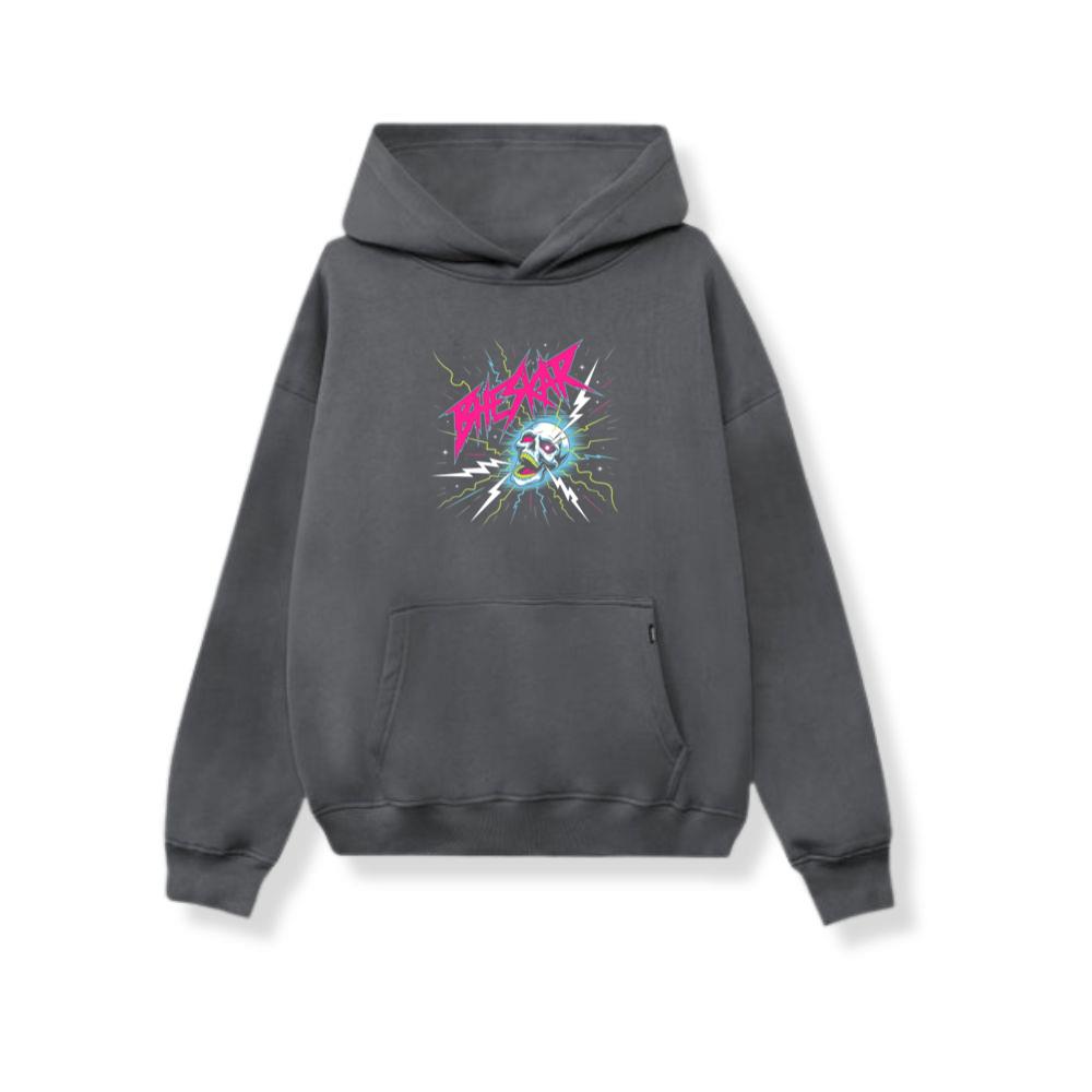 Bizarre Skull Neon Lightning Graphic Hoodie - Image 2