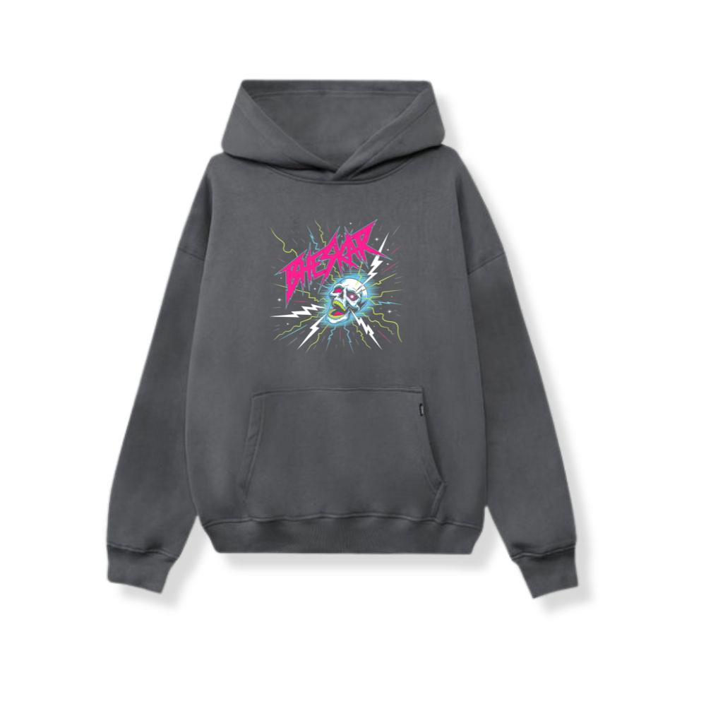 Bizarre Skull Neon Lightning Graphic Hoodie - Image 2