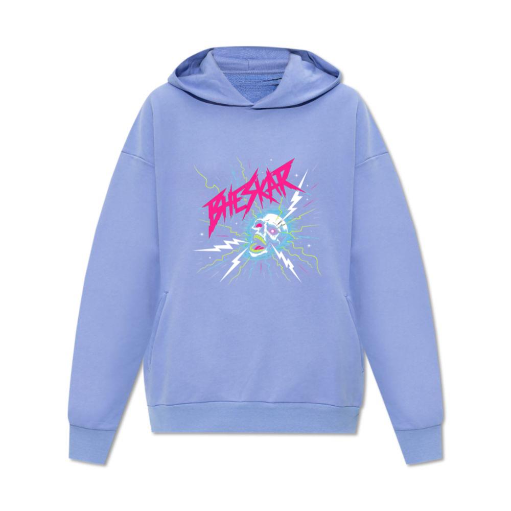 Bizarre Skull Neon Lightning Graphic Hoodie