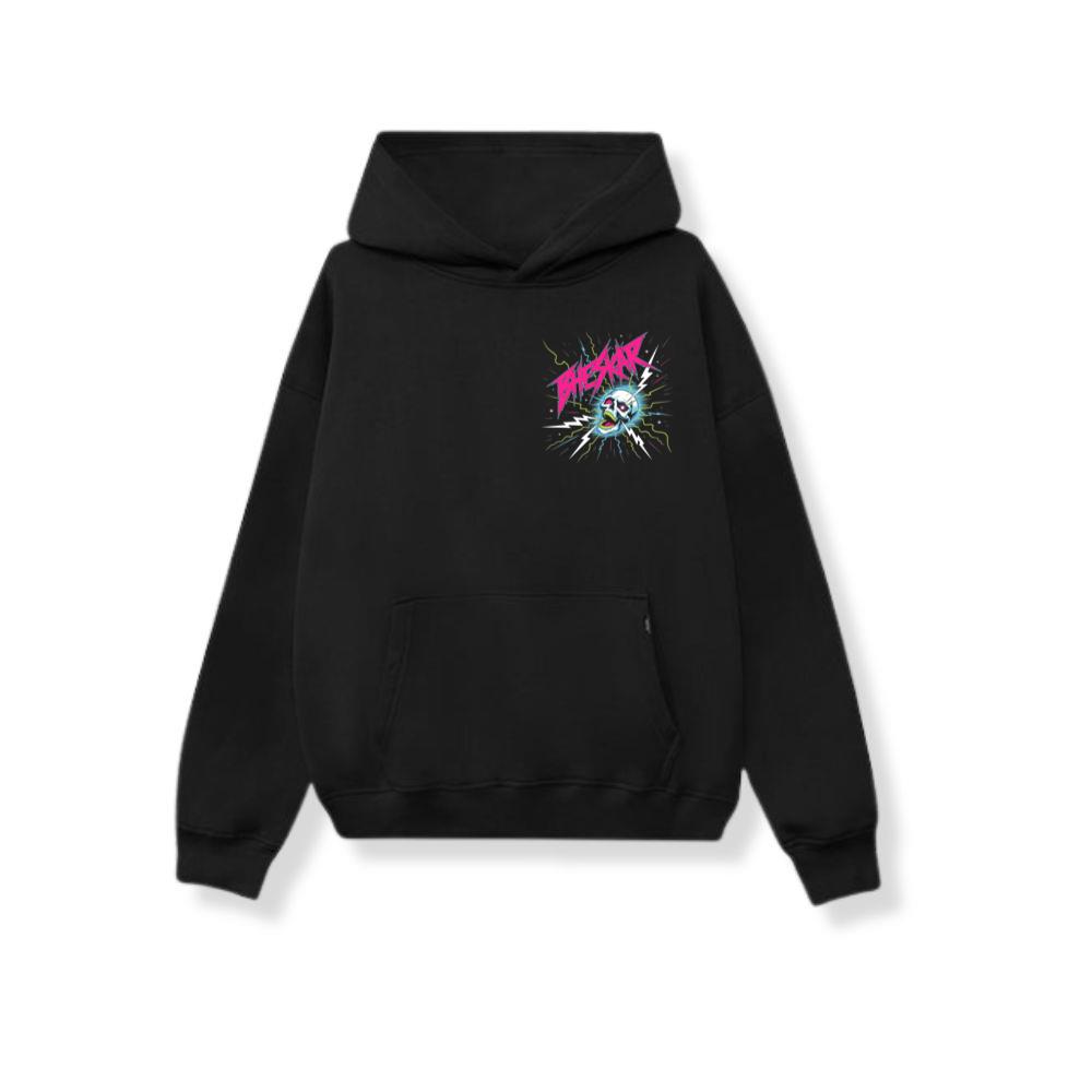 Bizarre Skull Neon Lightning Graphic Hoodie - Ảnh 3