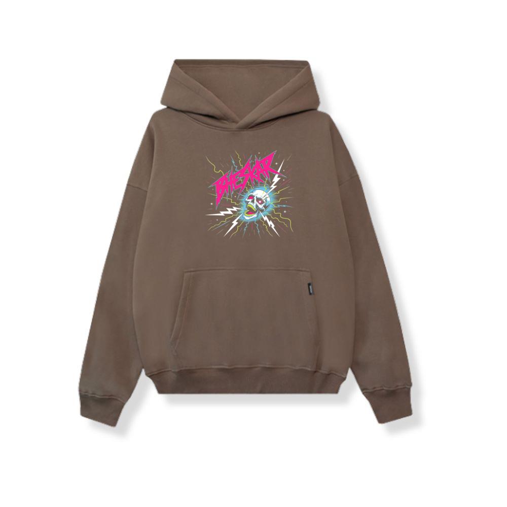 Bizarre Skull Neon Lightning Graphic Hoodie - Image 3
