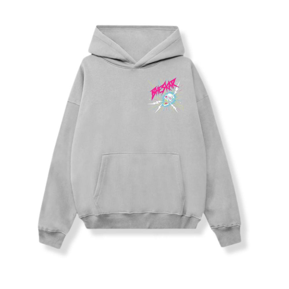 Bizarre Skull Neon Lightning Graphic Hoodie