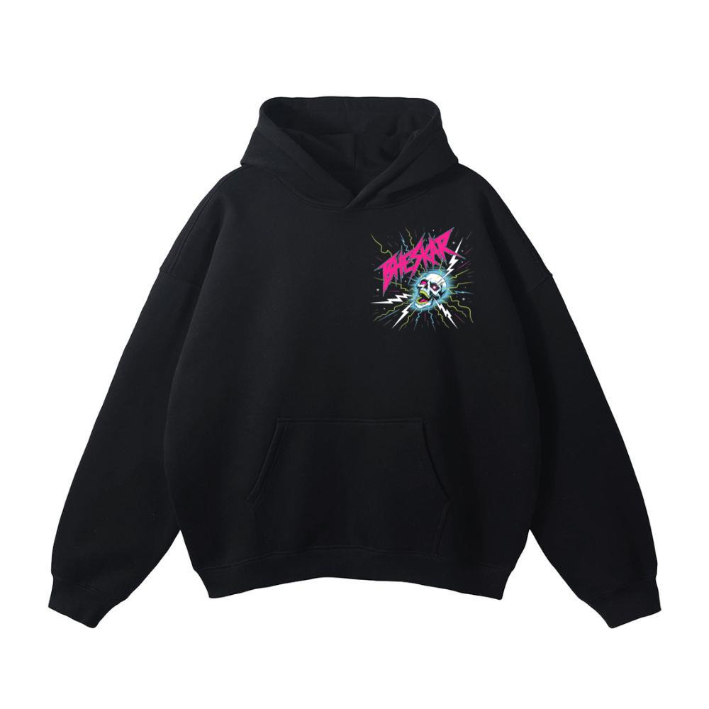 Bizarre Skull Neon Lightning Graphic Hoodie