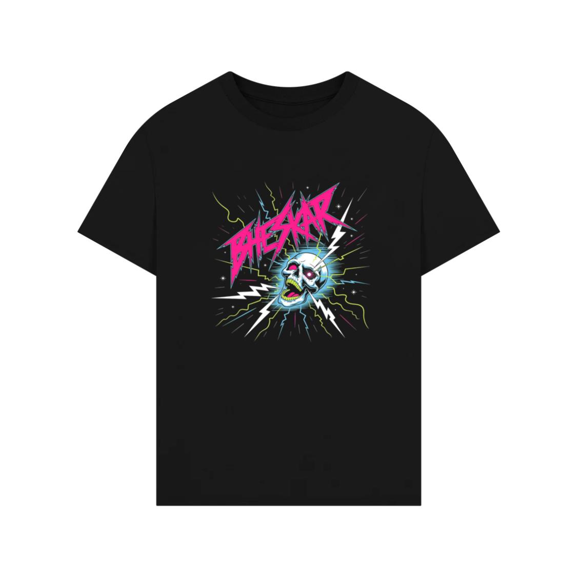 Bizarre Skull Neon Lightning Graphic T-Shirt