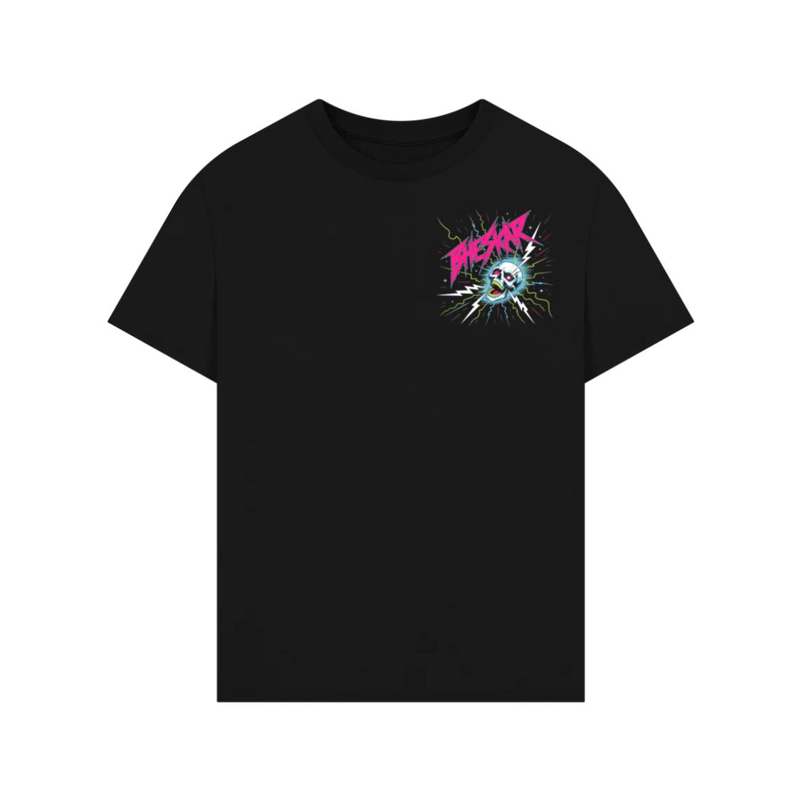 Bizarre Skull Neon Lightning Graphic T-Shirt