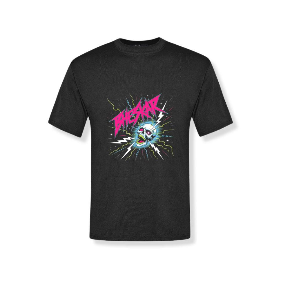 Bizarre Skull Neon Lightning Graphic T-Shirt