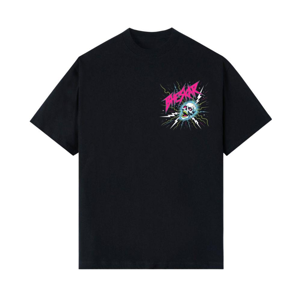 Bizarre Skull Neon Lightning Graphic T-Shirts