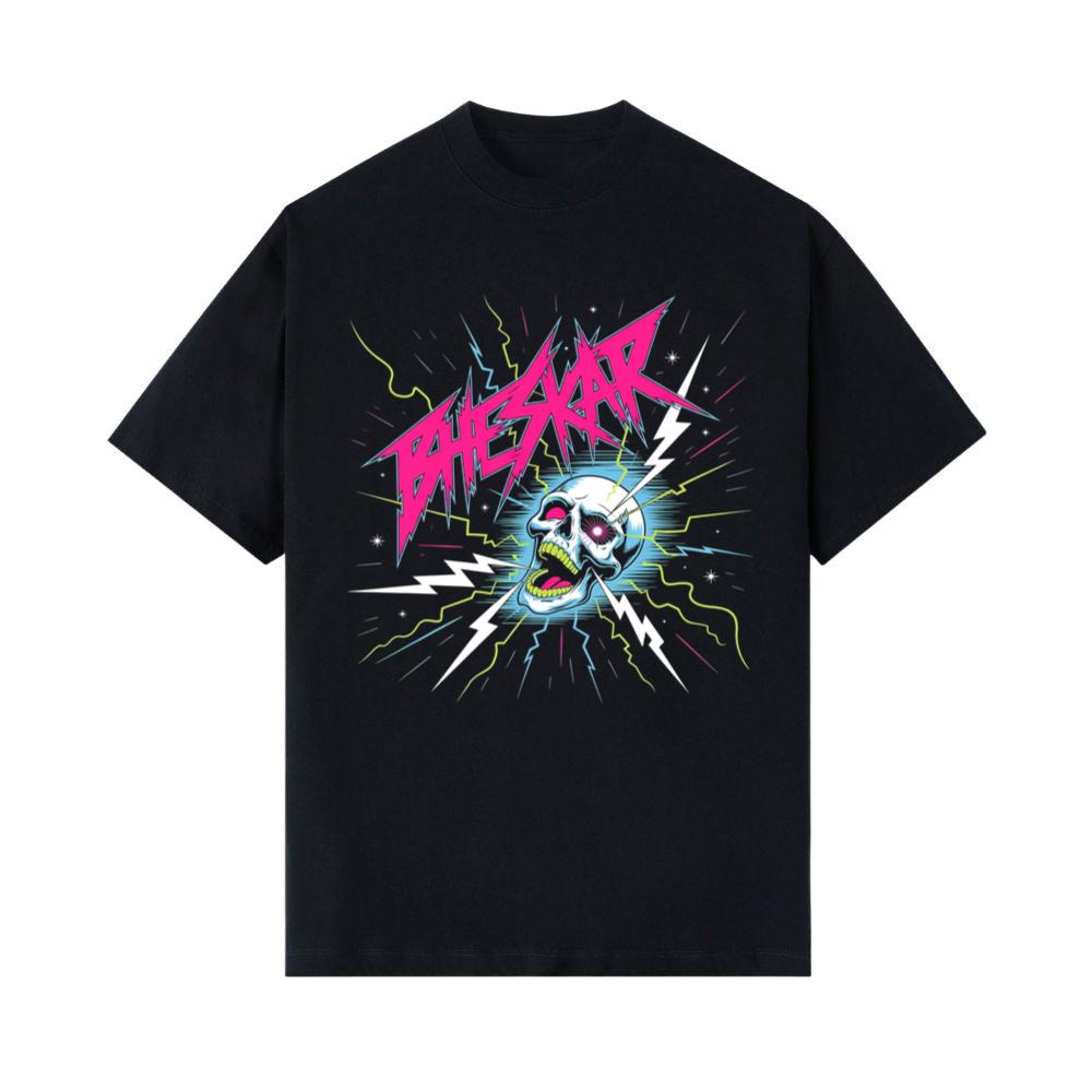 Bizarre Skull Neon Lightning Graphic T-Shirts