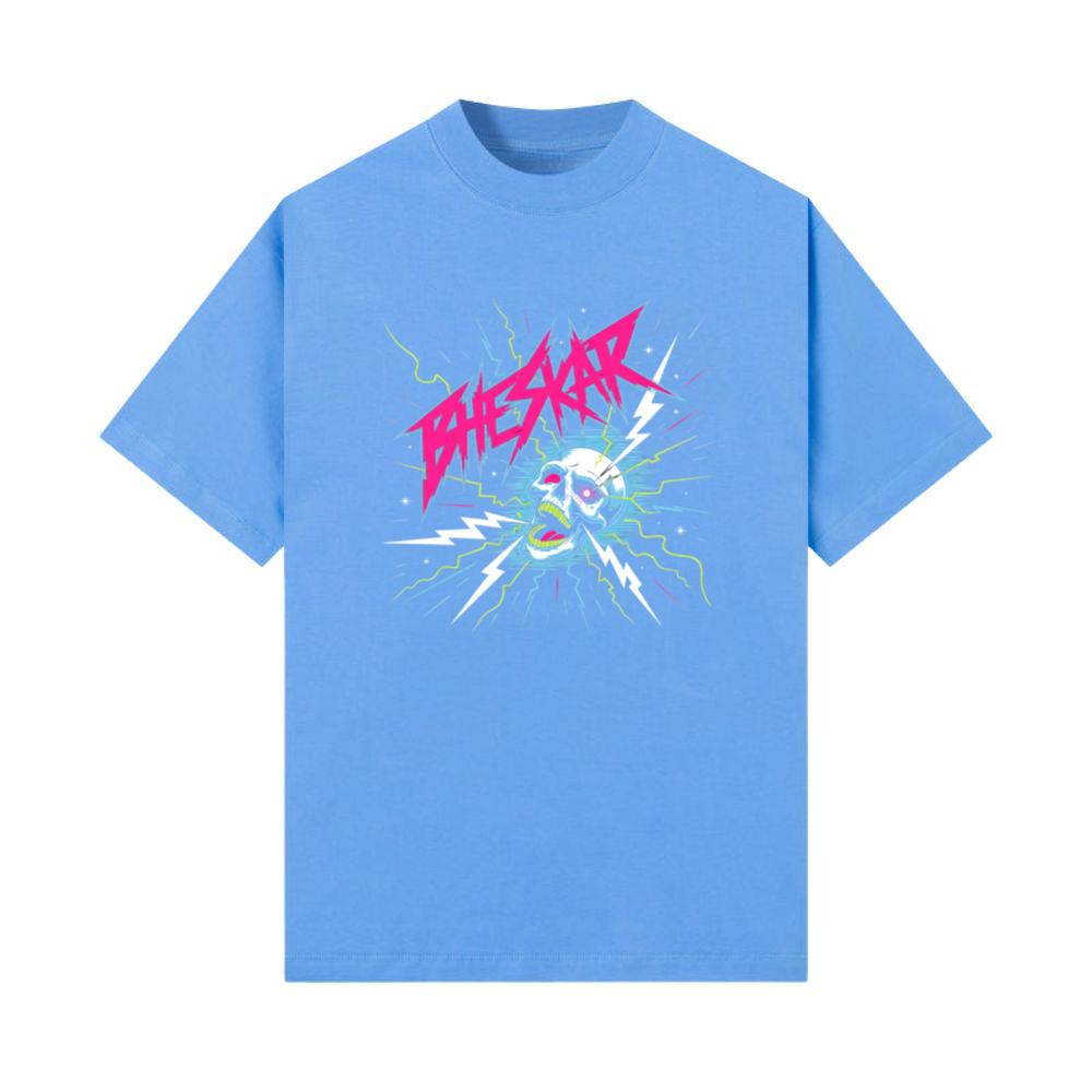 Bizarre Skull Neon Lightning Graphic T-Shirts