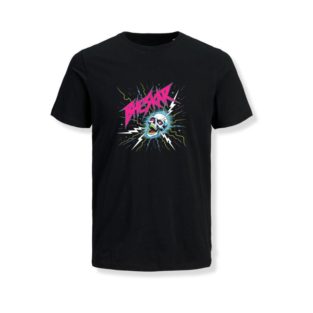 Bizarre Skull Neon Lightning Graphic T-Shirts