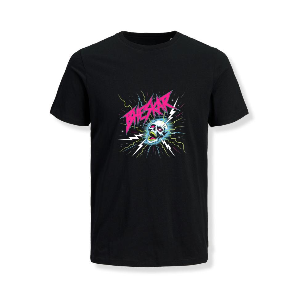 Bizarre Skull Neon Lightning Graphic T-Shirts