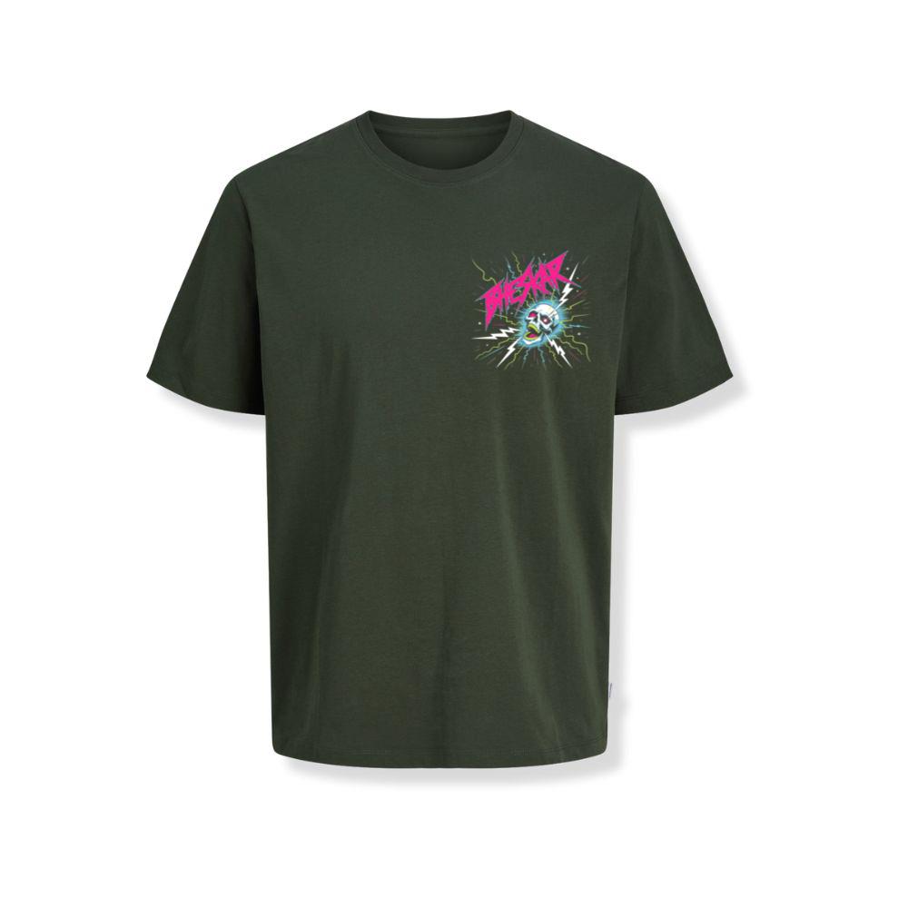 Bizarre Skull Neon Lightning Graphic T-Shirts