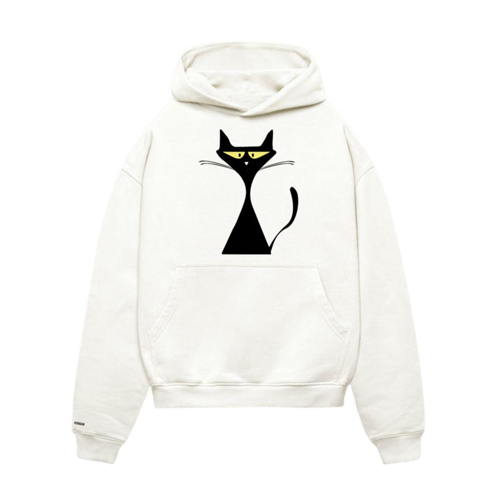 Black cat animal cartoon funny style Hoodies