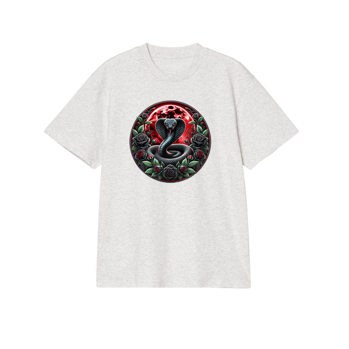 Black Cobra Snake, Goth Roses and Red Moon T-Shirt