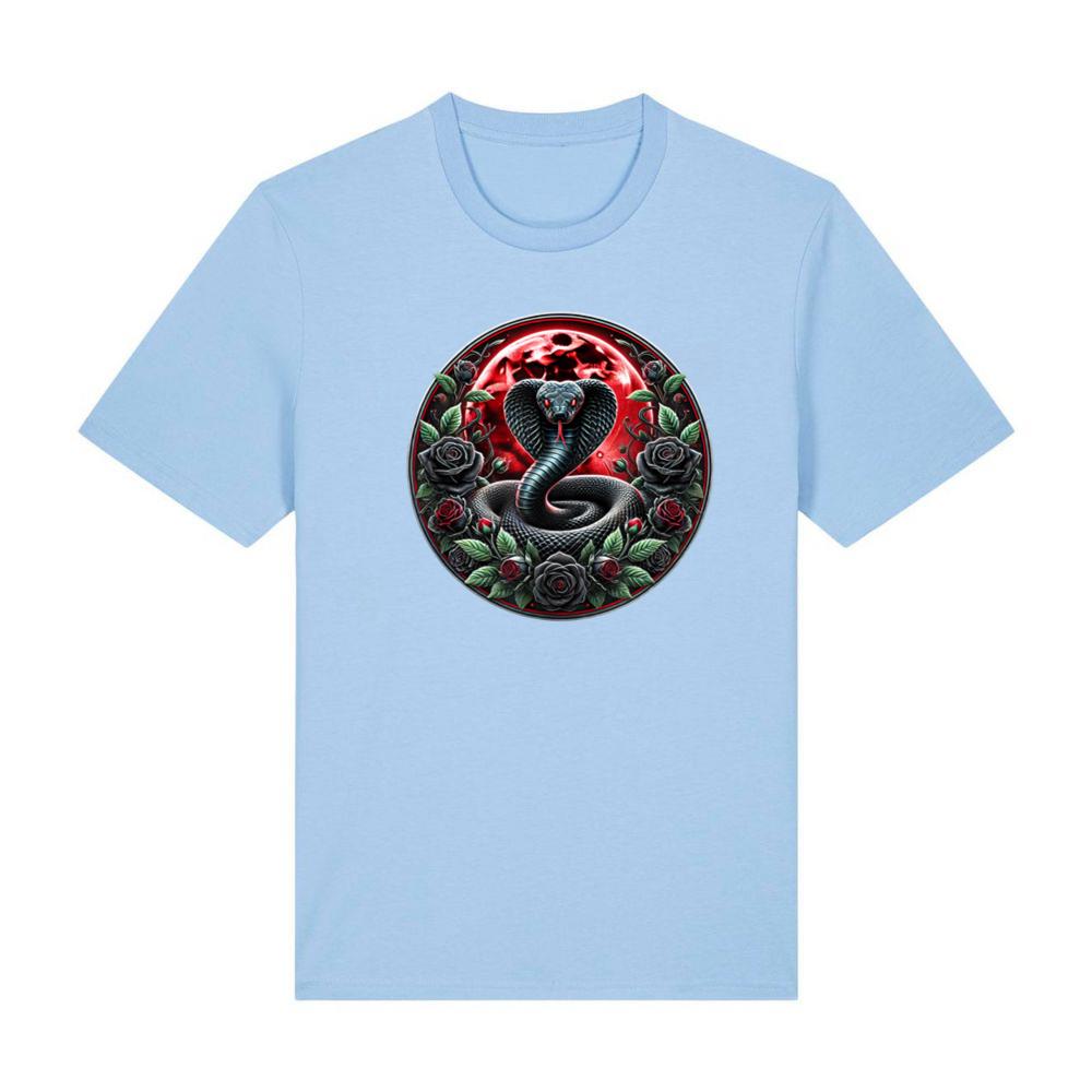 Black Cobra Snake, Goth Roses and Red Moon T-Shirt