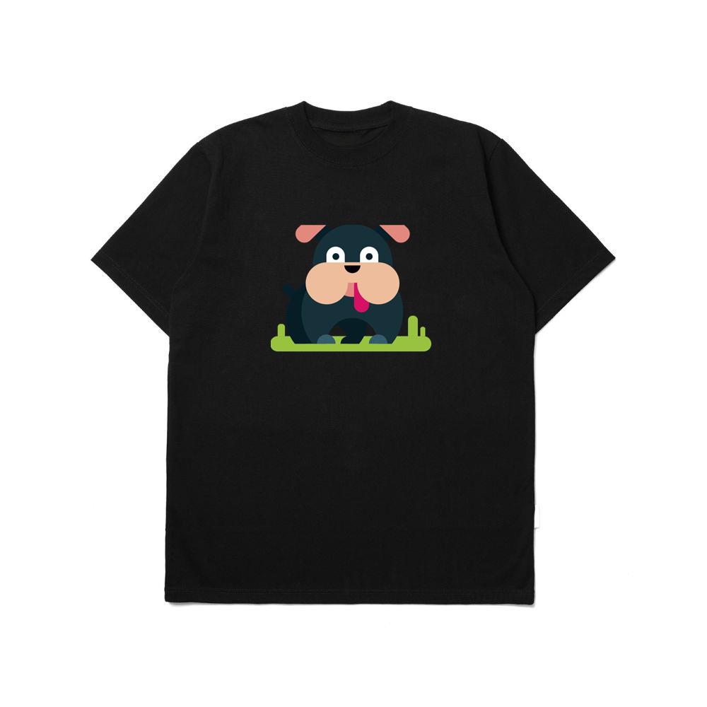 Black Dog with Pink Ears TShirts Yomigold