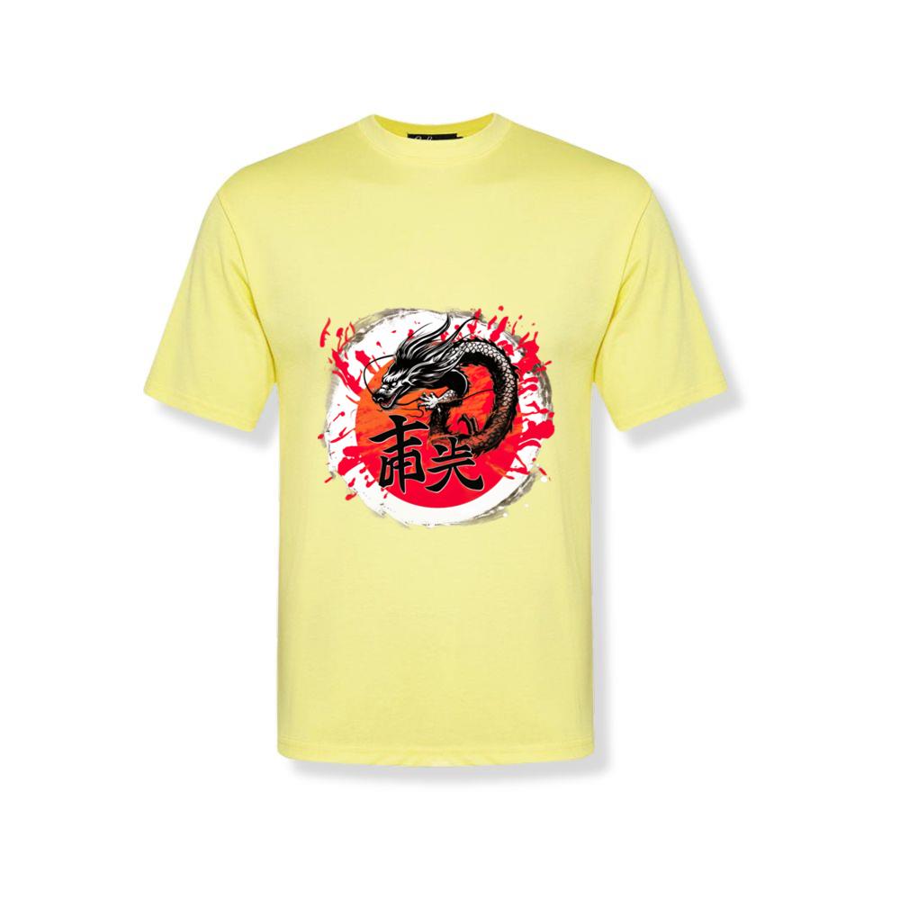 Black Dragon Head Red Kanji Japanese Sea Waves T-Shirts