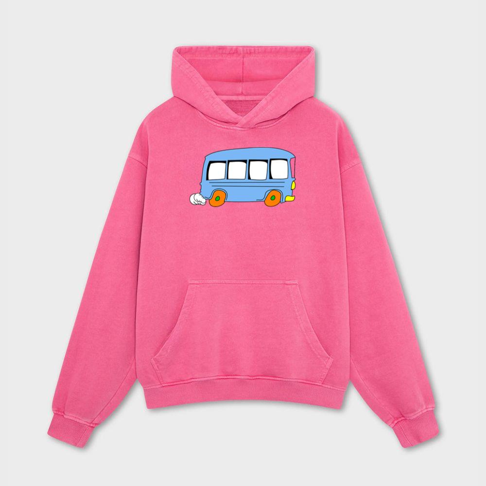 Blue Cartoon Bus With Wheels Hoodies