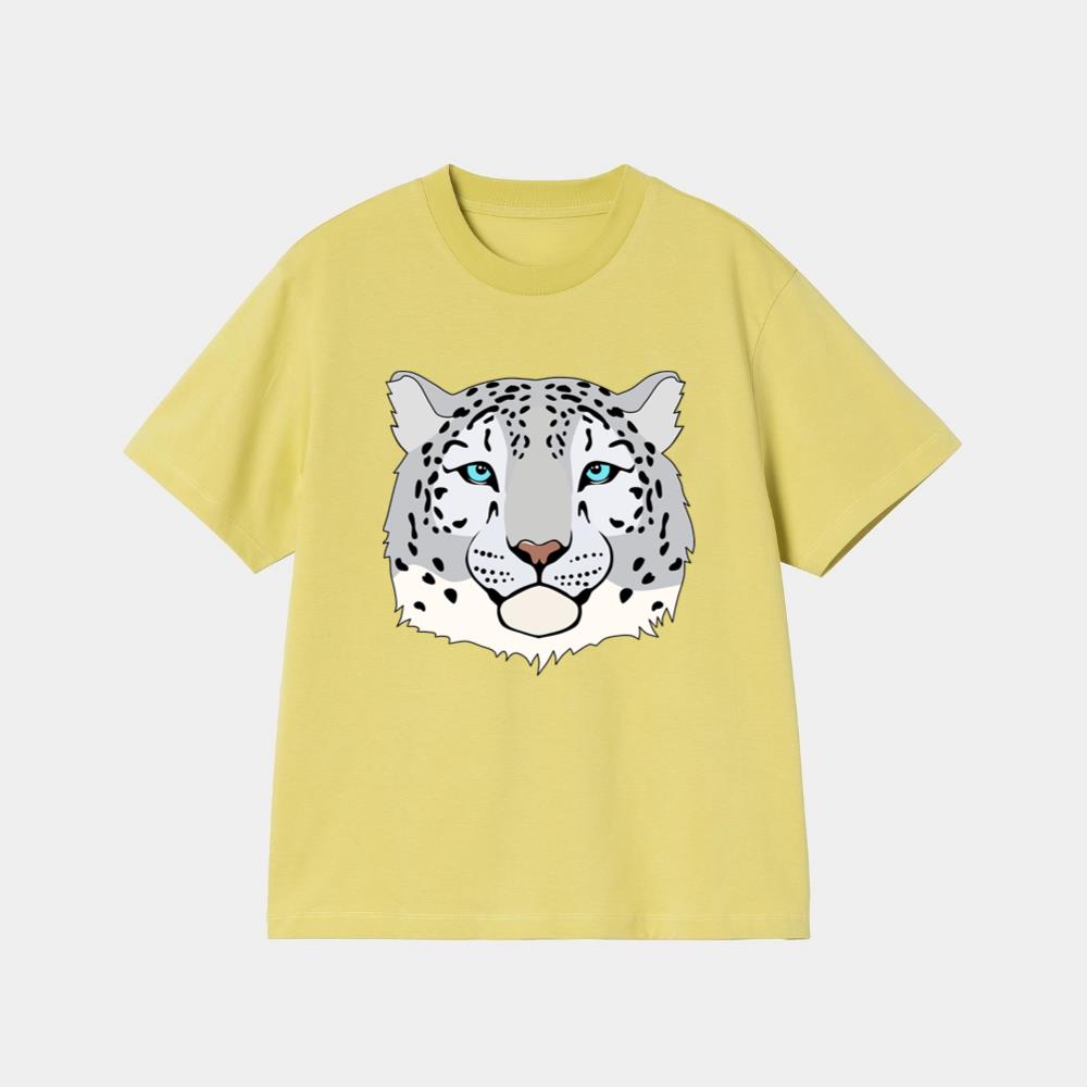 Blue-Eyed Snow Leopard Stares T-Shirt - Image 3