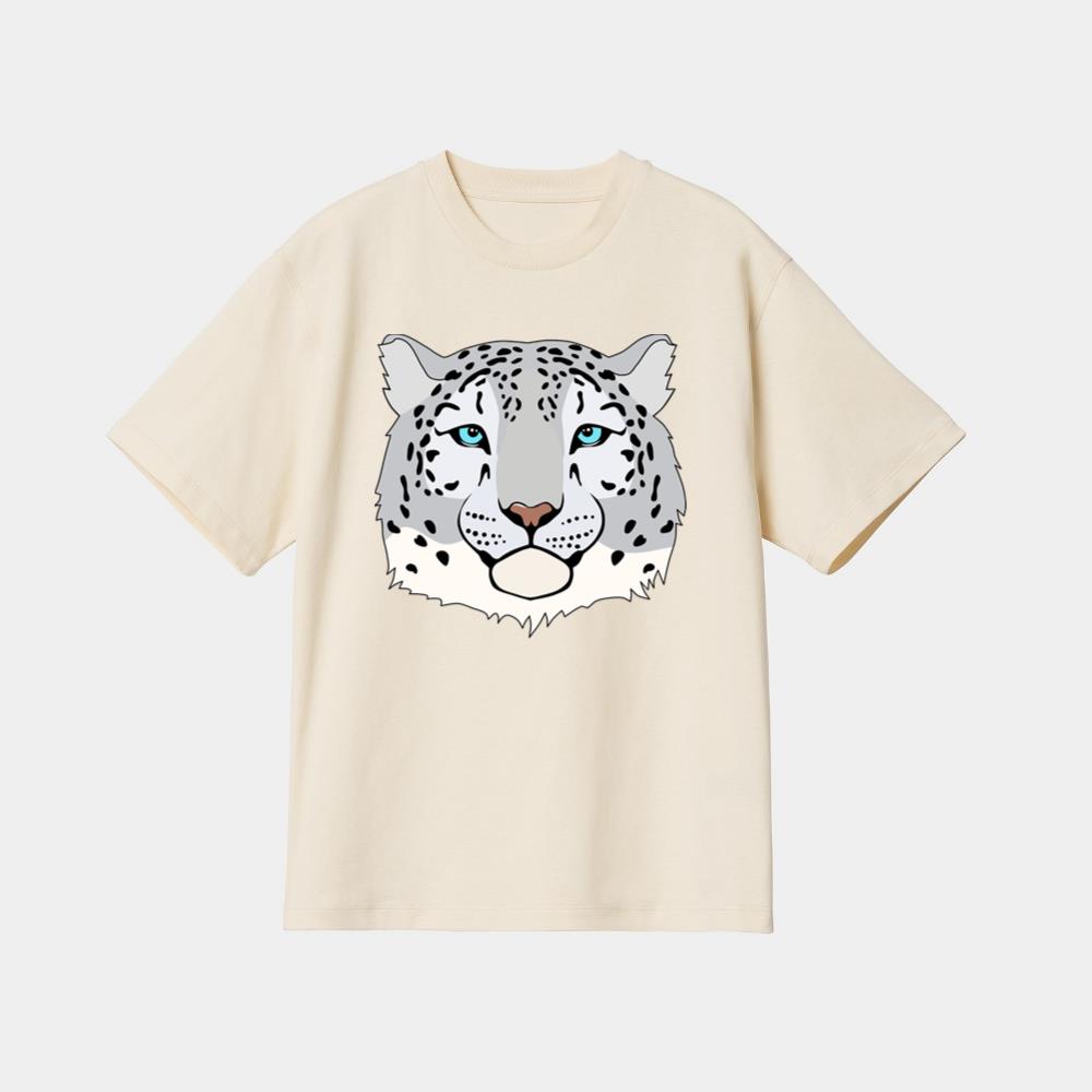 Blue-Eyed Snow Leopard Stares T-Shirt - Image 4