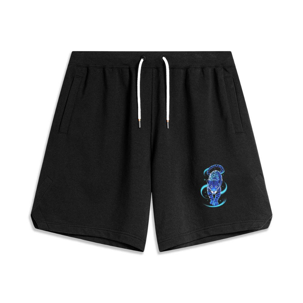 Blue Panther Spirit Animal Neon Cat Graphic Men's Basketball Shorts