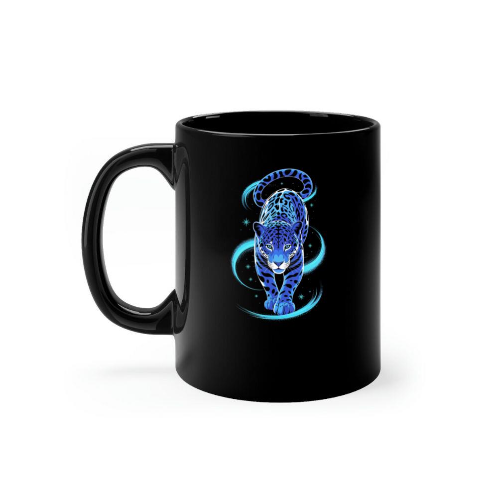 Blue Panther Spirit Animal Neon Cat Graphic Mug