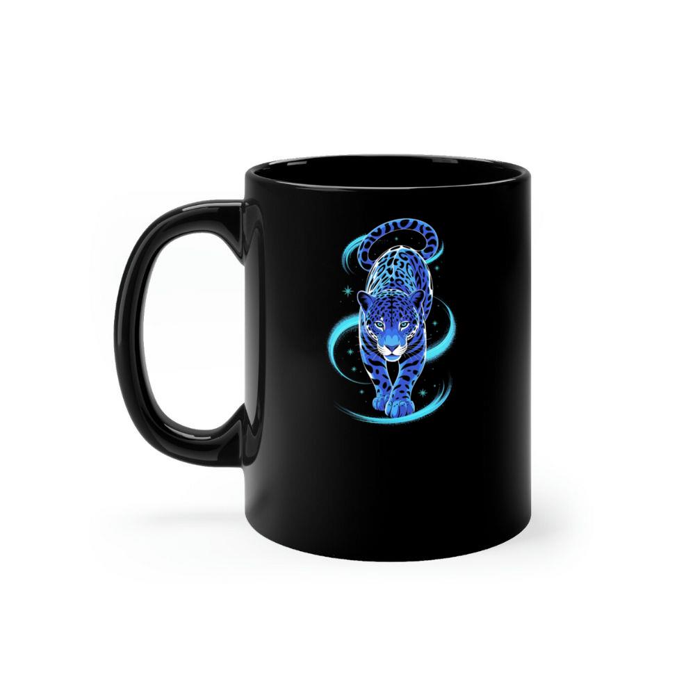 Blue Panther Spirit Animal Neon Cat Graphic Mug