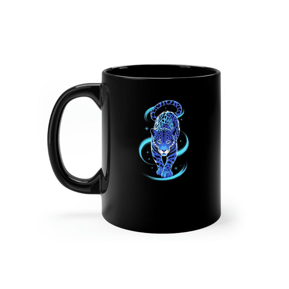 Blue Panther Spirit Animal Neon Cat Graphic Mug