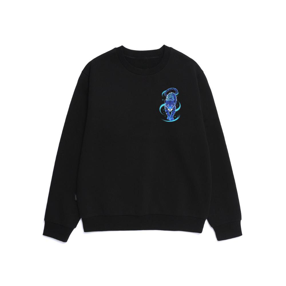 Blue Panther Spirit Animal Neon Cat Graphic Sweatshirt