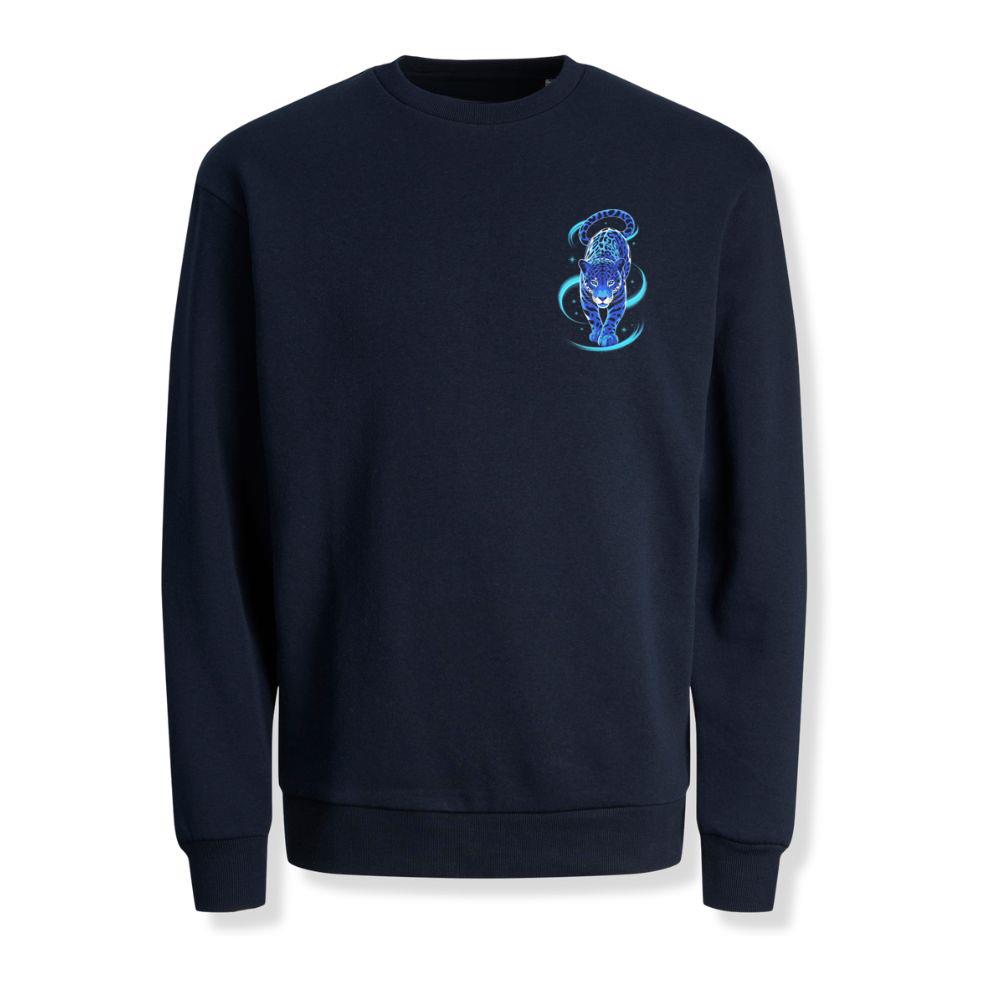 Blue Panther Spirit Animal Neon Cat Graphic Sweatshirts