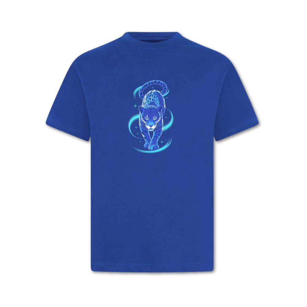 Blue Panther Spirit Animal Neon Cat Graphic T-Shirt