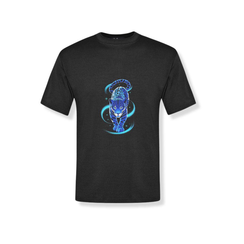 Blue Panther Spirit Animal Neon Cat Graphic T-Shirt