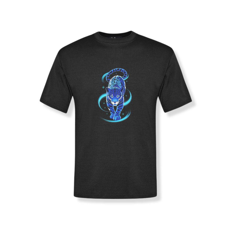 Blue Panther Spirit Animal Neon Cat Graphic T-Shirt