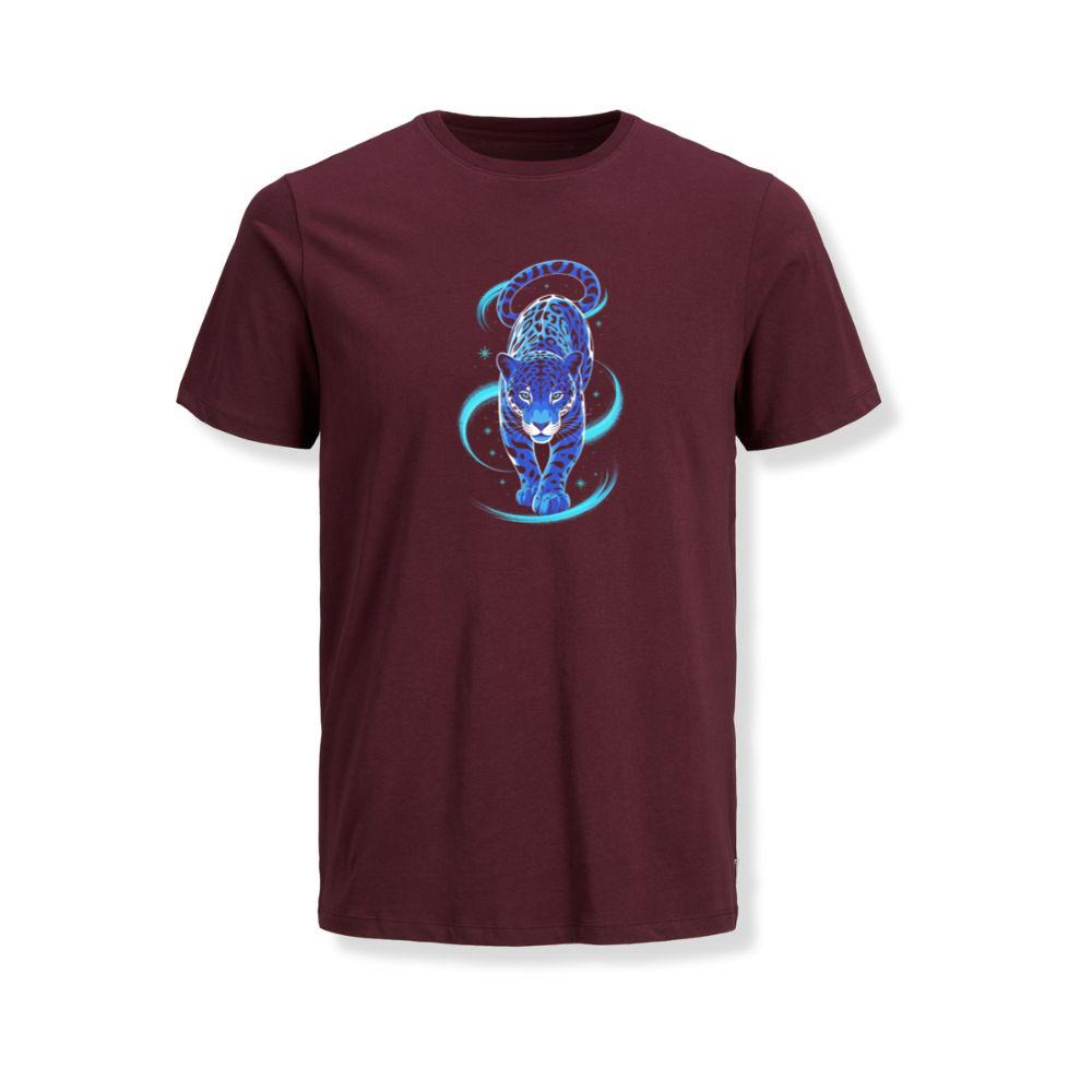 Blue Panther Spirit Animal Neon Cat Graphic T-Shirt - Image 3