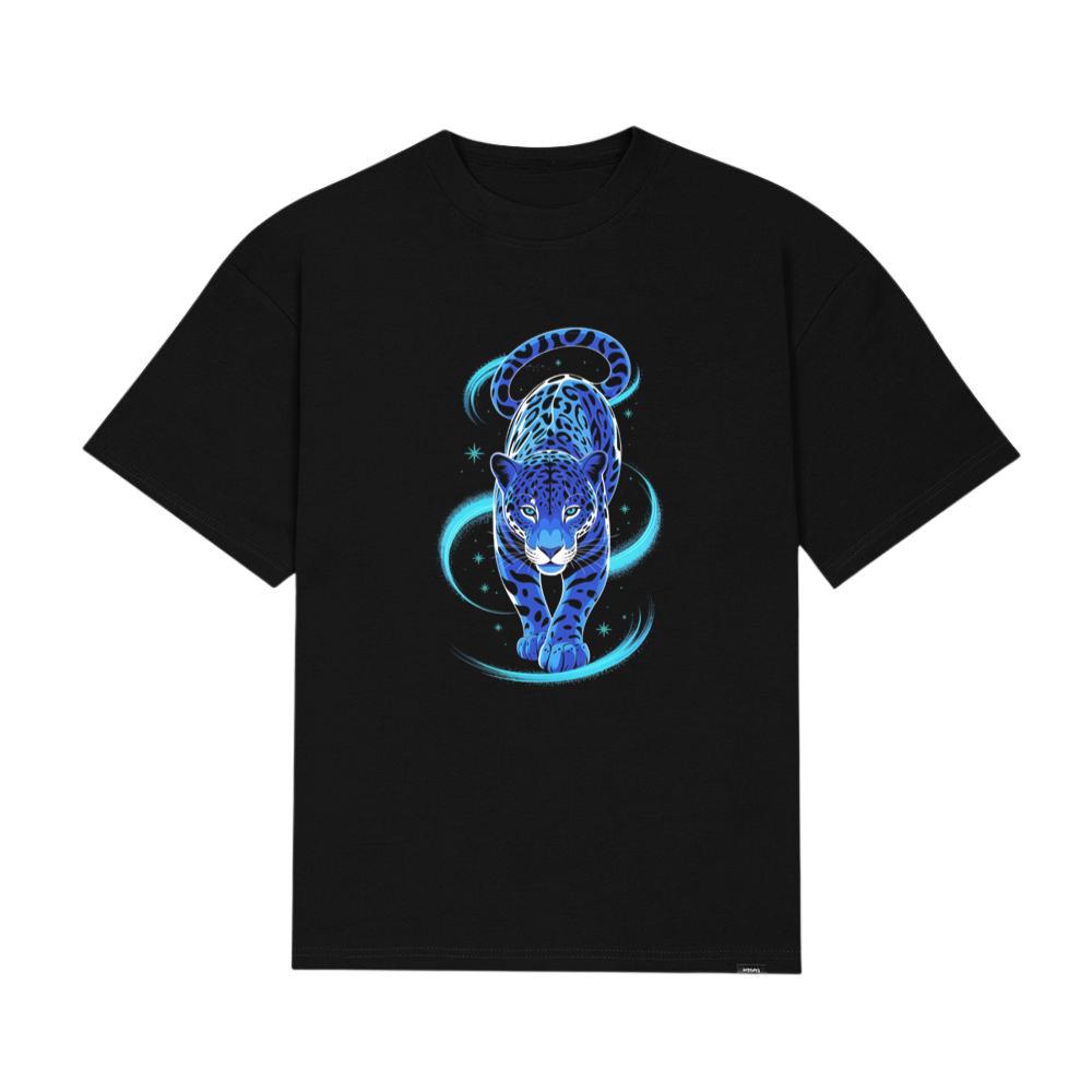 Blue Panther Spirit Animal Neon Cat Graphic T-Shirt