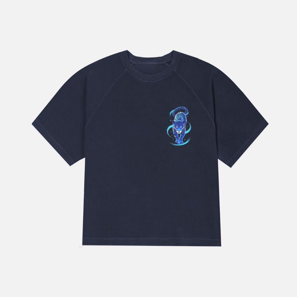 Blue Panther Spirit Animal Neon Cat Graphic T-Shirt